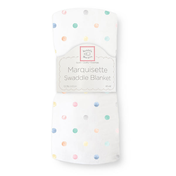 Marquisette Swaddle Blanket - Watercolor Mini Multi Dots