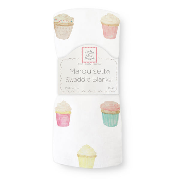 Marquisette Swaddle Blanket - Watercolor Cupcakes
