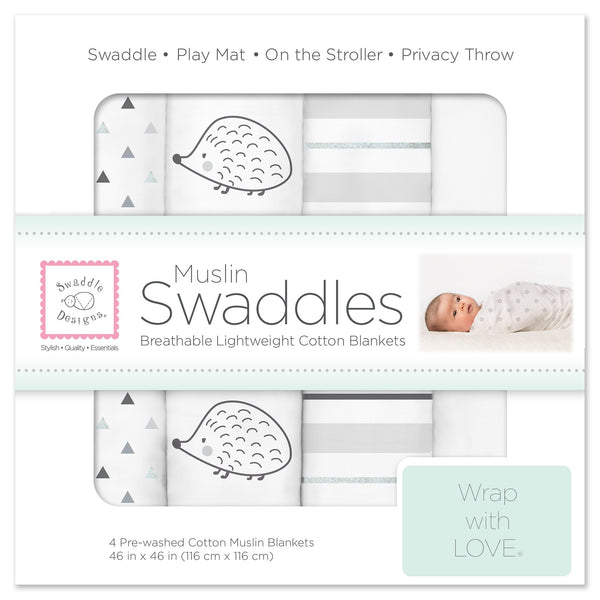 Muslin Swaddle Blankets - Sterling Collection (Set of 4)