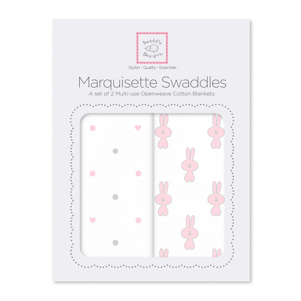 Marquisette Swaddling Blanket - Little Bunnie + Dottie (Set of 2)