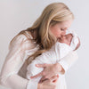 Muslin Swaddle Blanket + Muslin Headband Gift Set -  Tiny Triangles Shimmer, Pink