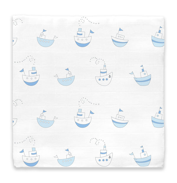 Muslin Swaddle Blanket - Little Ships