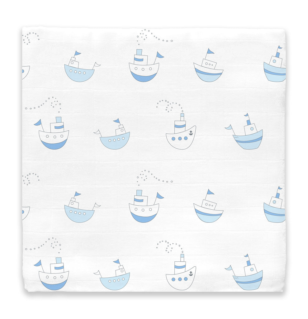 Muslin Swaddle Blanket - Little Ships