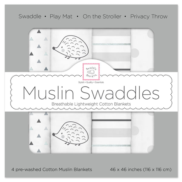 Muslin Swaddle Single - Hedgehog Shimmer