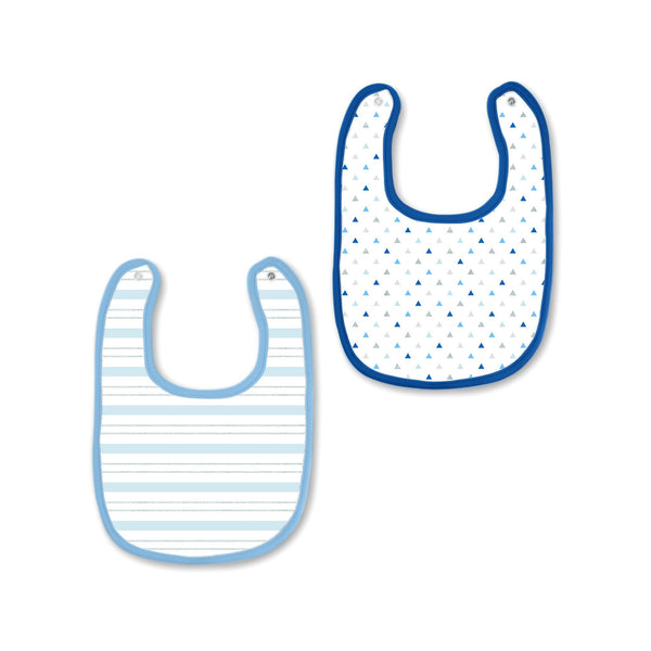 Muslin Baby Bibs - Tiny Triangles & Serenity Stripes Shimmer (Set of 2)