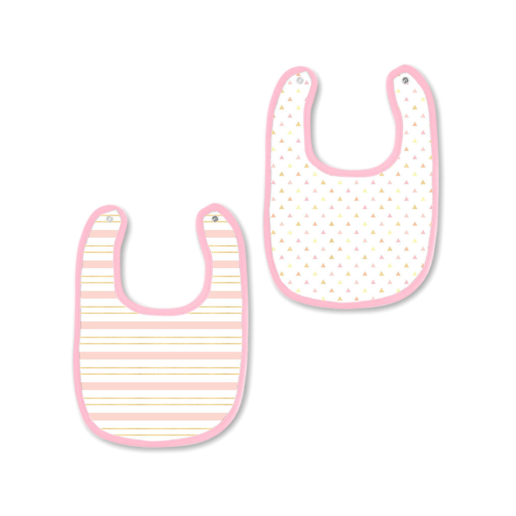 Muslin Baby Bibs - Tiny Triangles & Serenity Stripes Shimmer (Set of 2)
