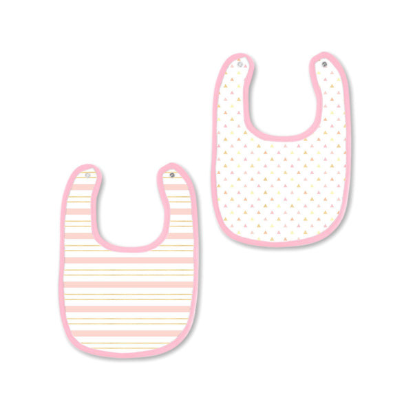 Muslin Baby Bibs - Tiny Triangles & Serenity Stripes Shimmer (Set of 2)
