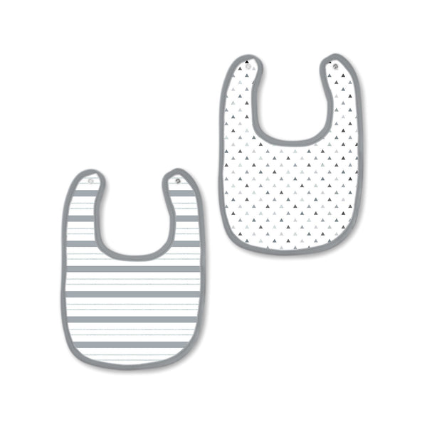 Muslin Baby Bibs - Tiny Triangles & Serenity Stripes Shimmer (Set of 2)