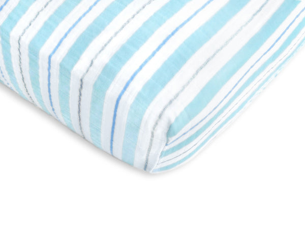 Muslin Fitted Crib Sheet - Stripes Shimmer
