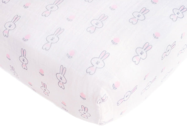 Muslin Fitted Crib Sheet - Bunnie + Geo Floral