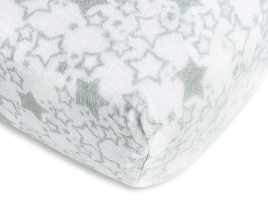 Muslin Fitted Crib Sheet - Starshine - Sterling