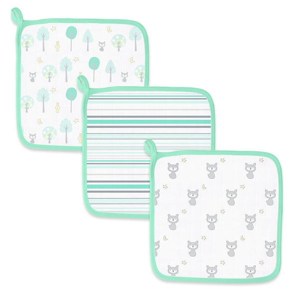 Muslin Washcloths - Woodland Fun (Set of 3)