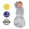 Omni Swaddle Sack with Wrap -  Arms Up Sleeves & Mitten Cuffs, Solid, Heathered Gray with Polka Dot Trim