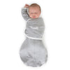 Omni Swaddle Sack with Wrap -  Arms Up Sleeves & Mitten Cuffs, Solid, Heathered Gray with Polka Dot Trim