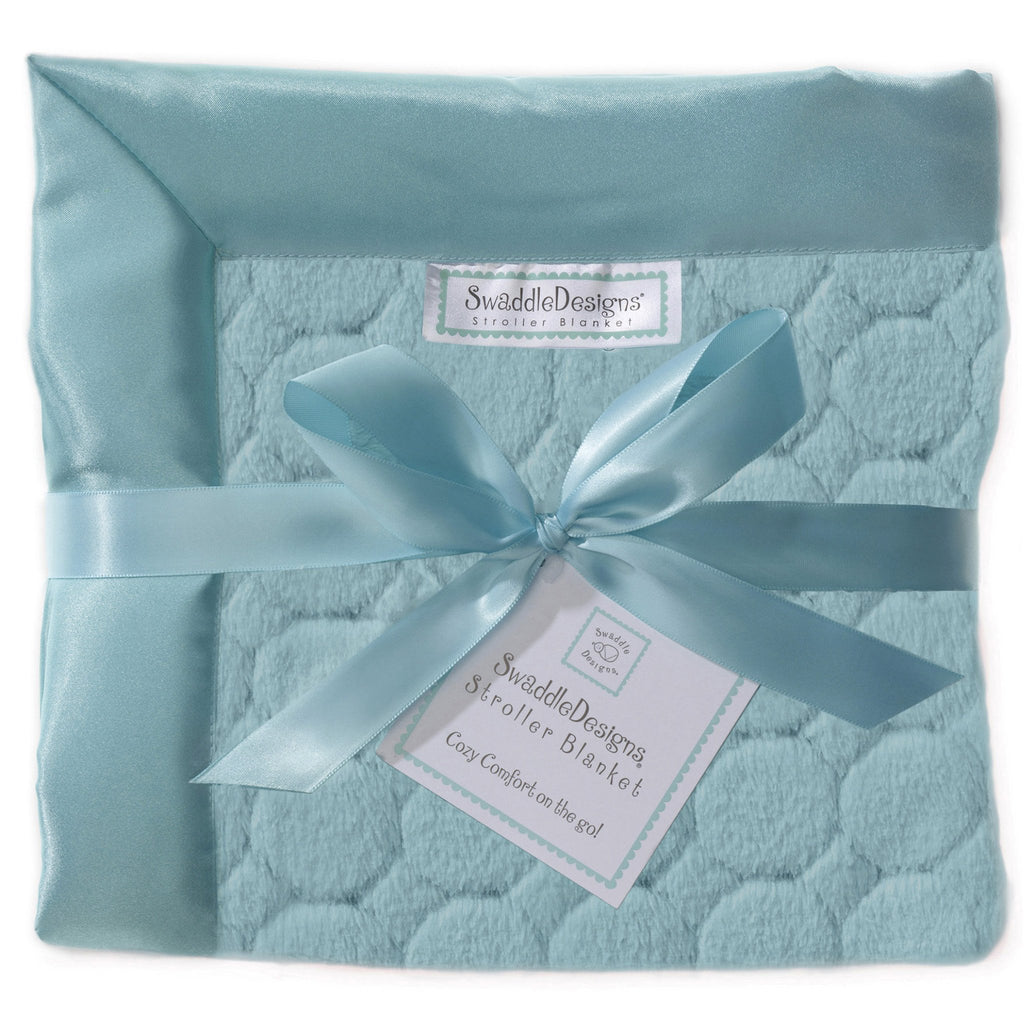 Stroller Blanket - Puff Circles, Turquoise, Large, 30x40 inches