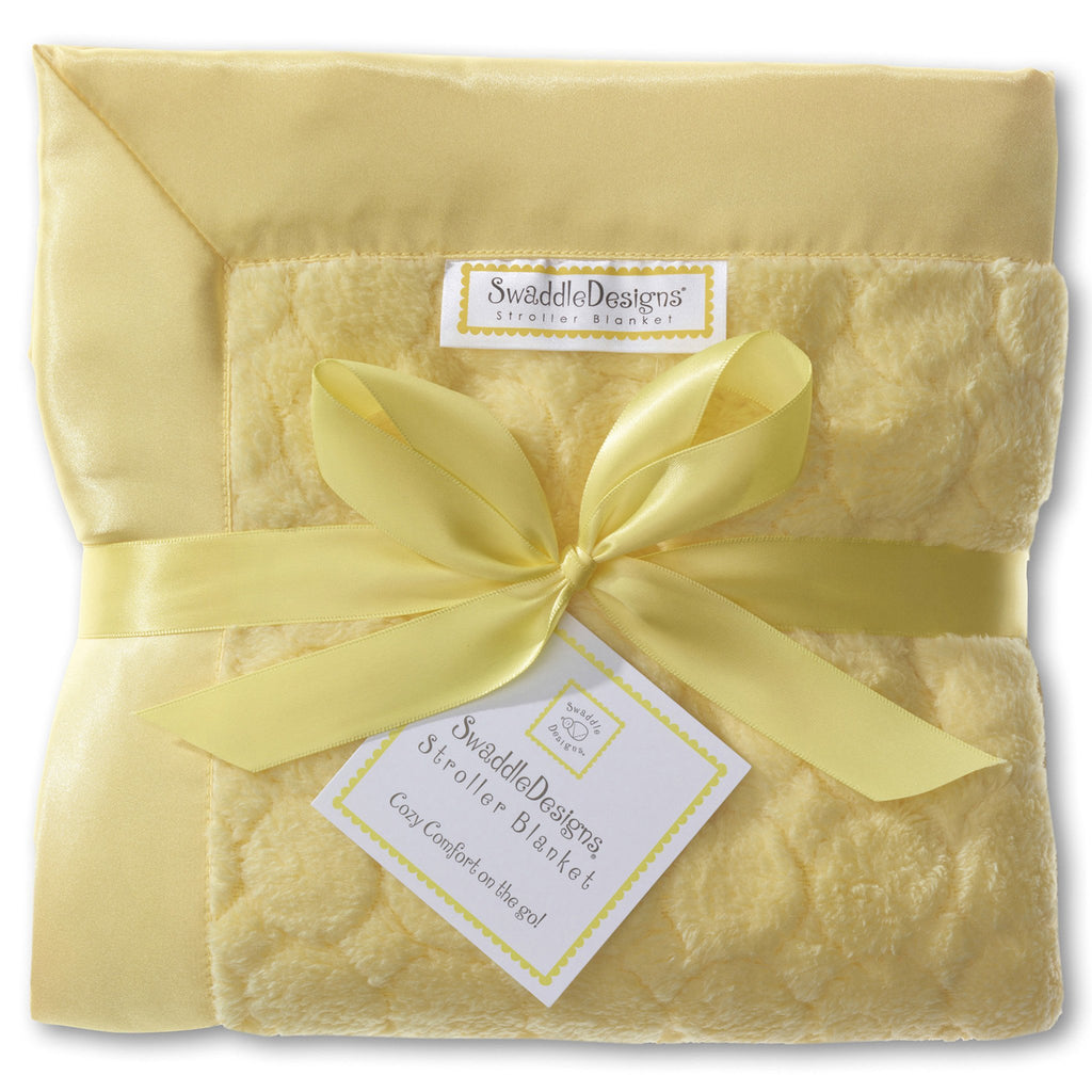 Stroller Blanket - Puff Circles, Yellow, Large, 30x40 inches