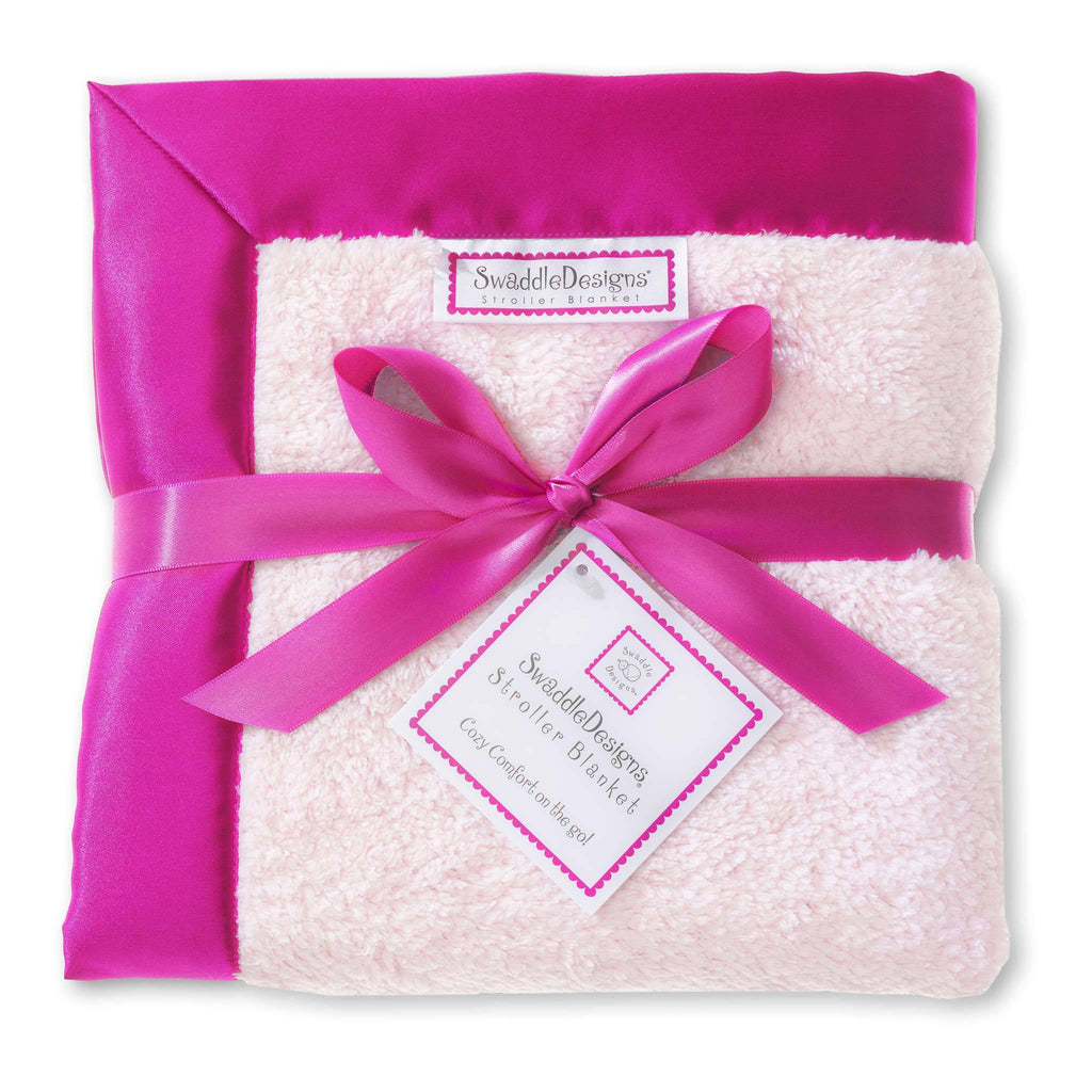 Stroller Blanket - Pastel with Jewel Tone Trim, Very Berry, Large, 30x40 inches