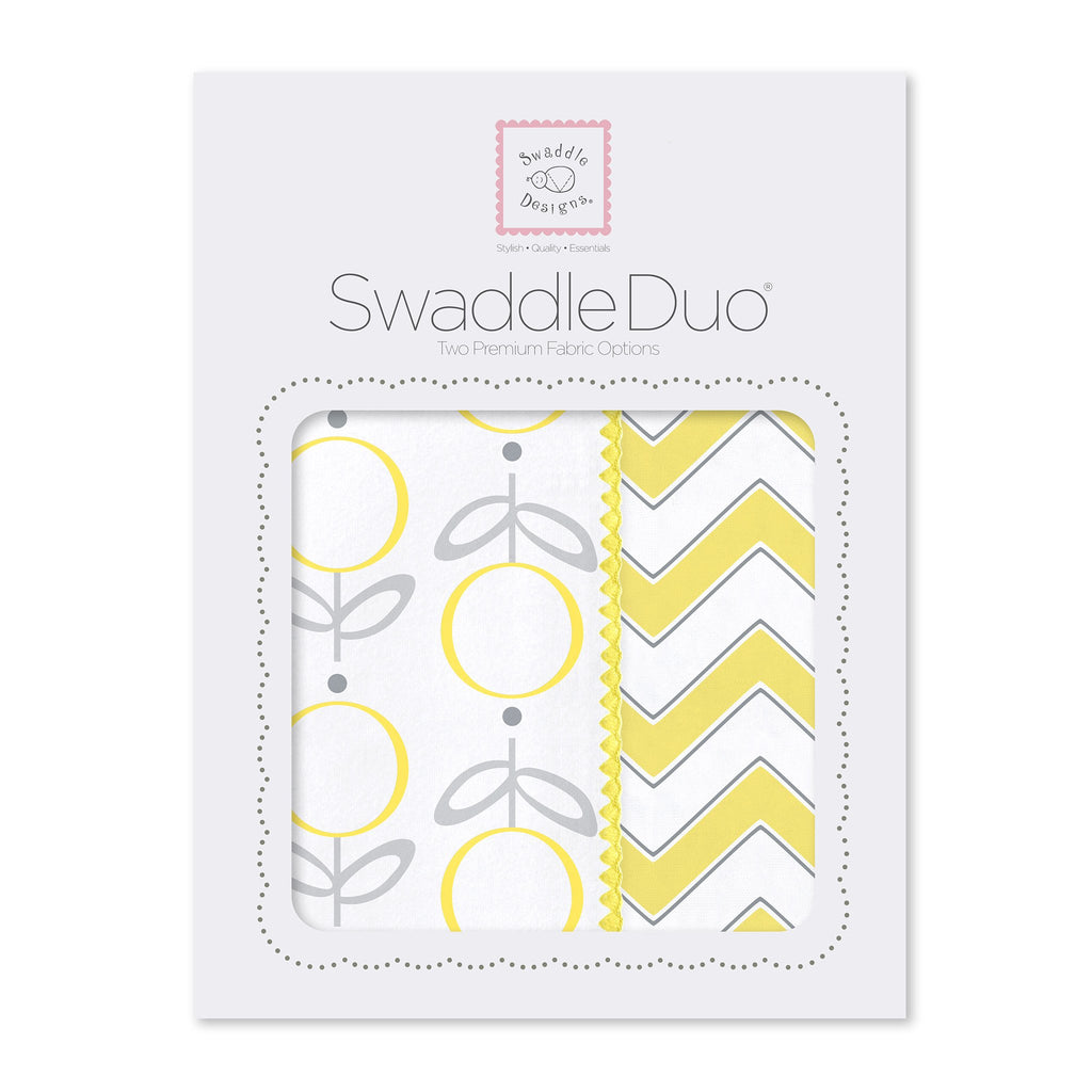 SwaddleDuo - Geo Floral Chevron (Set of 2), Yellow