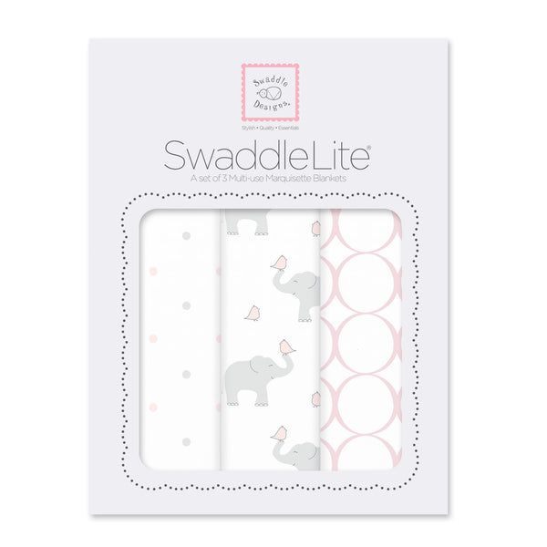 SwaddleLite - Elephant & Chickies, Pastel Pink