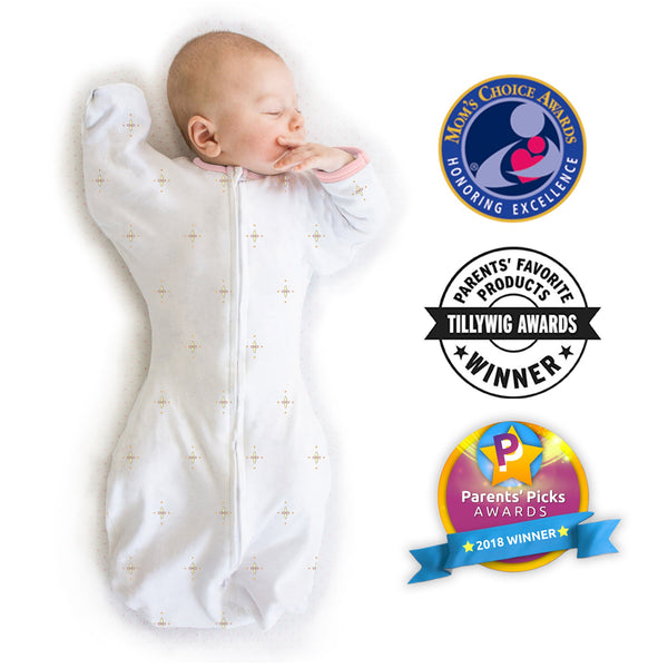 Transitional Swaddle Sack  - Arms Up Sleeves & Mitten Cuffs, Bella, Pink