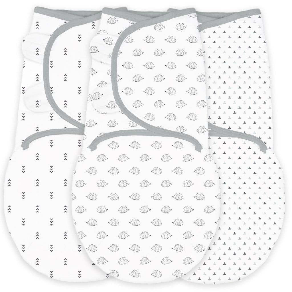 Swaddle Wrap - Premium Cotton (Set of 3) Hedgehog Black