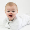 Transitional Swaddle Sack  - Arms Up Sleeves & Mitten Cuffs, Stripes, Heather Gray