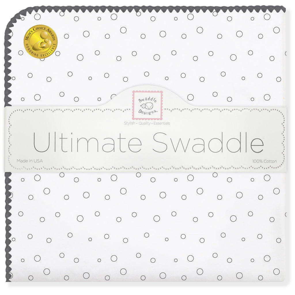 Ultimate Swaddle Blanket - Soft Black Bubble Dots, Soft Black