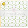 Ultimate Swaddle Blanket - Mod Circles on White, Kiwi with Yellow Trim