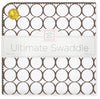 Ultimate Swaddle Blanket - Mod Circles on White, Brown