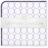 Ultimate Swaddle Blanket - Mod Circles on White, Lavender with Power Purple Trim