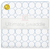 Ultimate Swaddle Blanket - Mod Circles on White, Pastel Blue