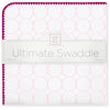 Ultimate Swaddle Blanket - Mod Circles on White, Very Berry