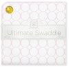 Ultimate Swaddle Blanket - Mod Circles on White, Pastel Pink