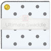 Ultimate Swaddle Blanket - Soft Black Big Dots, Blue