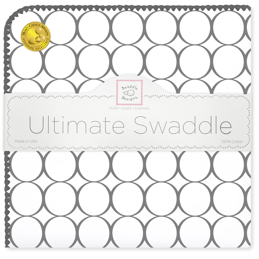 Ultimate Swaddle Blanket - Soft Black Mod Circles, Soft Black