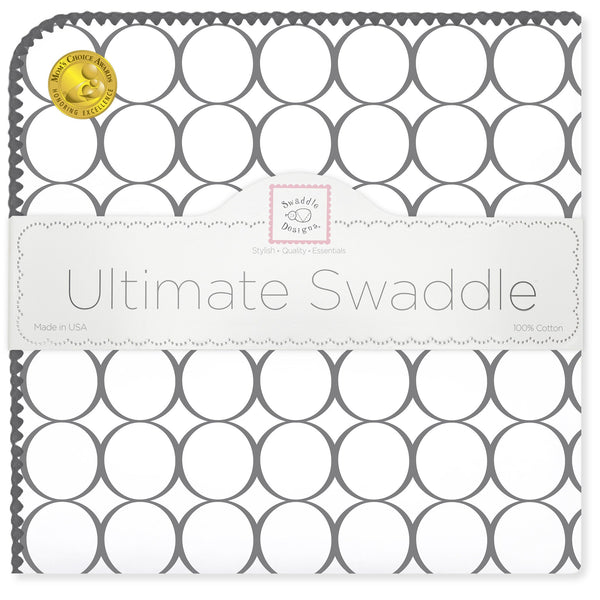 Ultimate Swaddle Blanket - Soft Black Mod Circles, Soft Black
