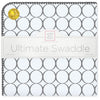 Ultimate Swaddle Blanket - Soft Black Mod Circles, Soft Blue