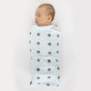 Ultimate Swaddle Blanket - Soft Black Big Dots, Blue