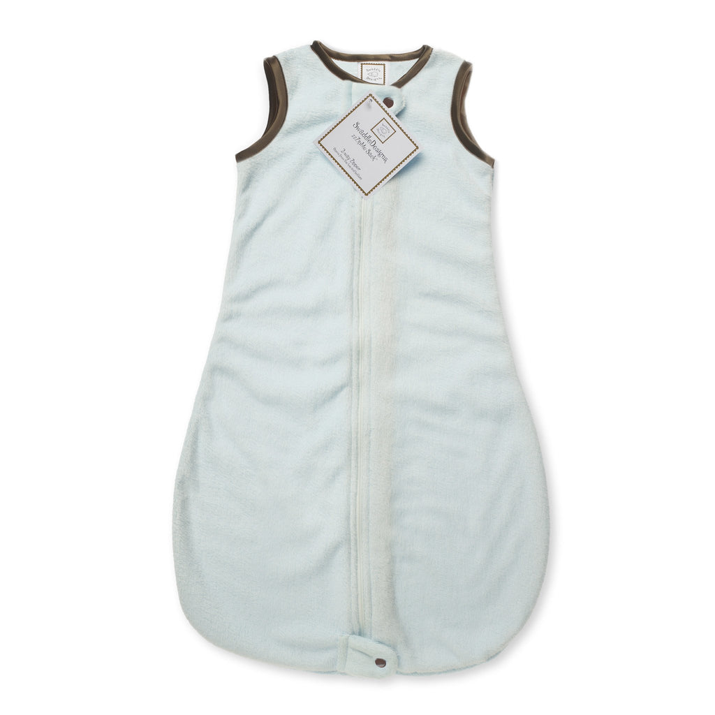 Baby Velvet zzZipMe Sack - Mocha Trim, Pastel Blue