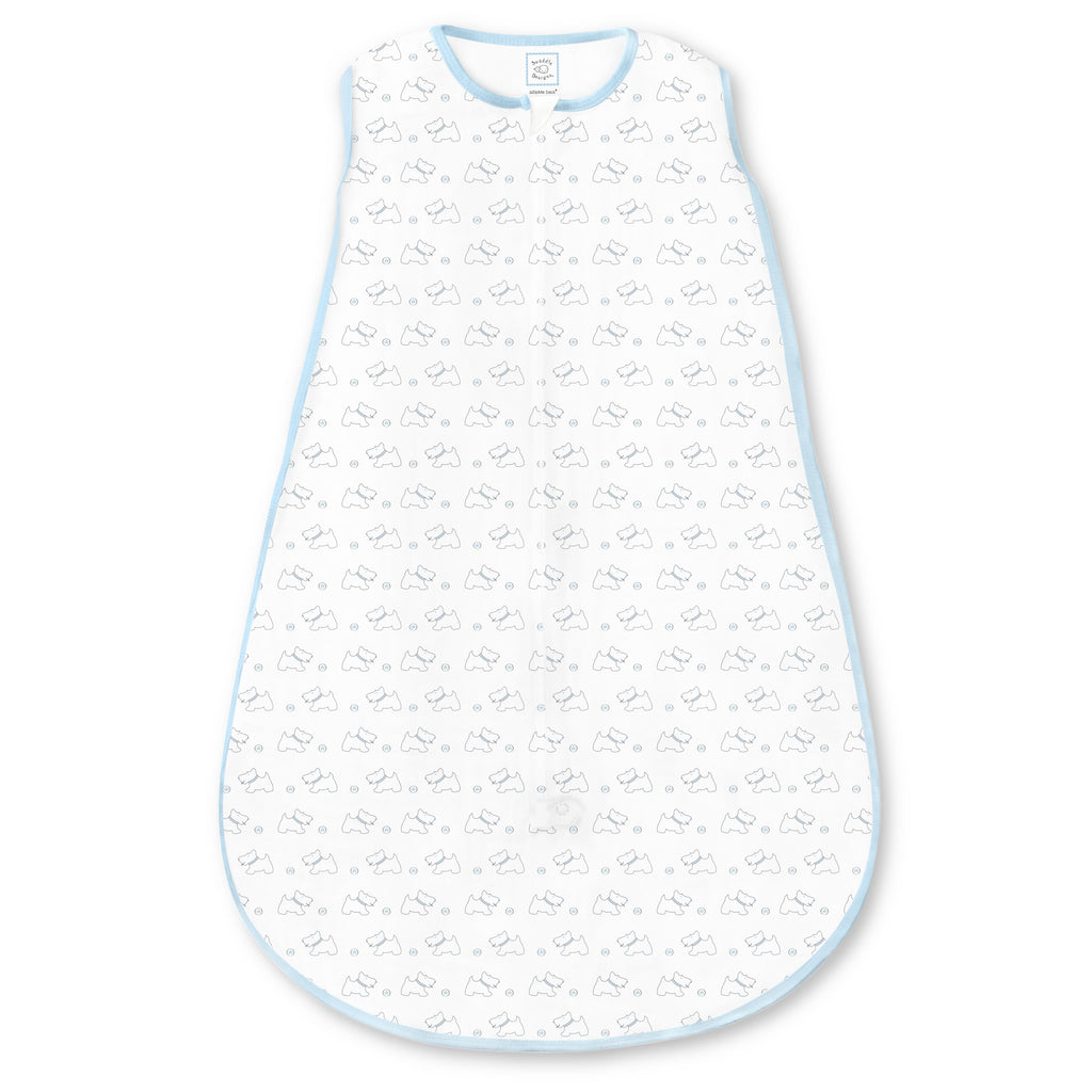 Cotton Knit zzZipMe Sack - Tiny Doggie, Pastel Blue