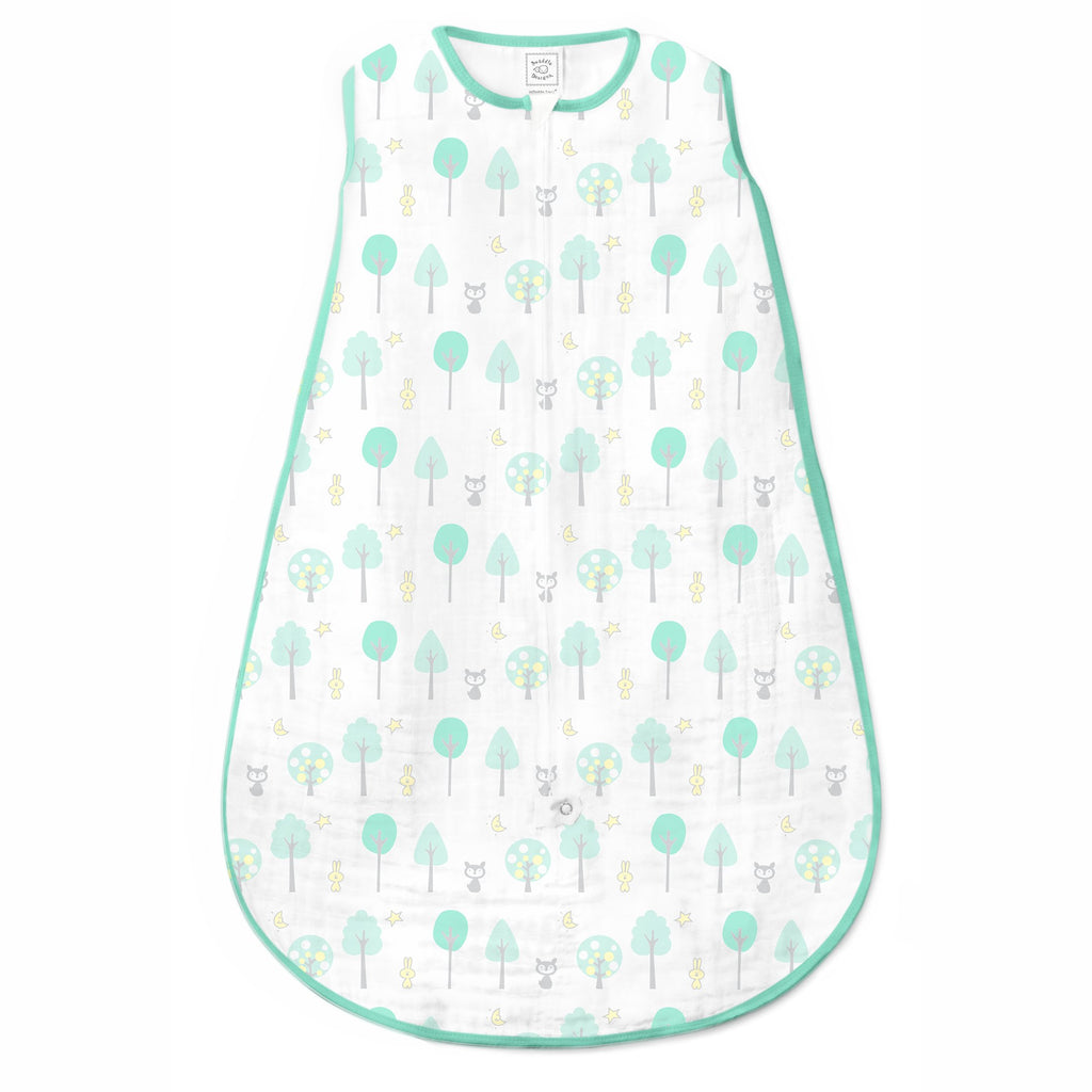 Muslin zzZipMe Sack - Green Woodland