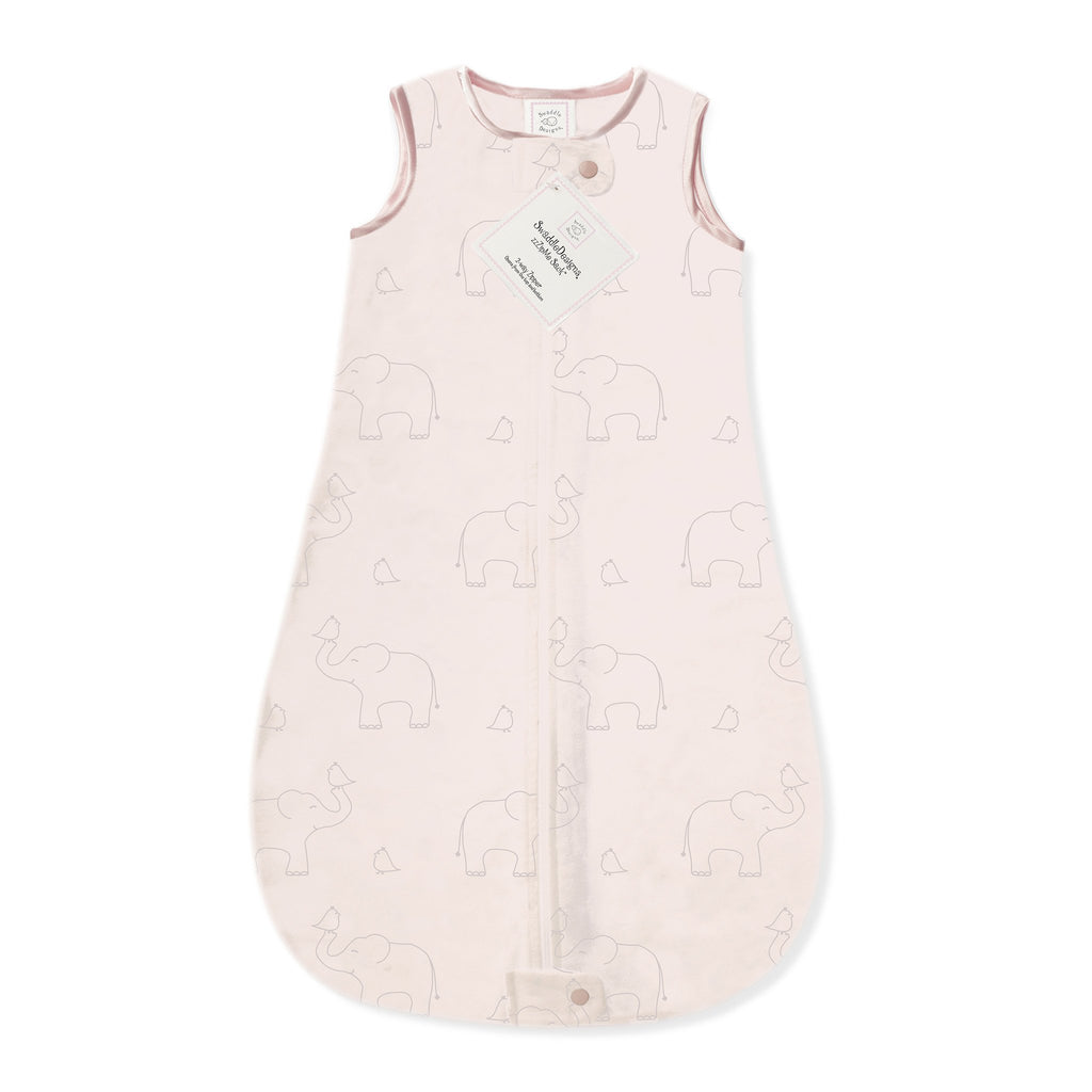 Cotton zzZipMe Sack - Sterling Deco Elephants, Sunwashed Pink