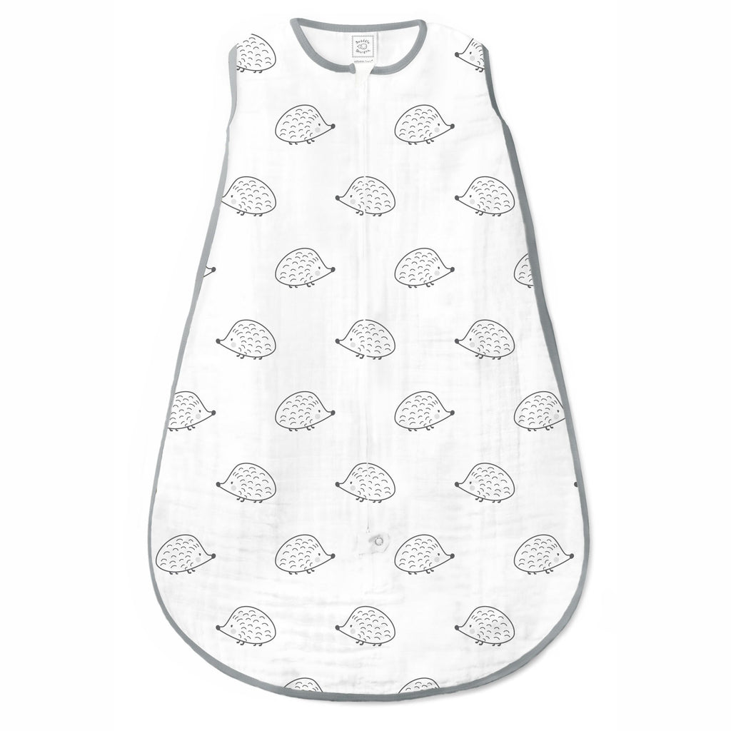 Muslin zzZipMe Sack  - Hedgehog, Soft Black