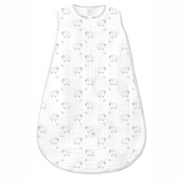 Muslin zzZipMe Sack - Little Lambs, Sterling