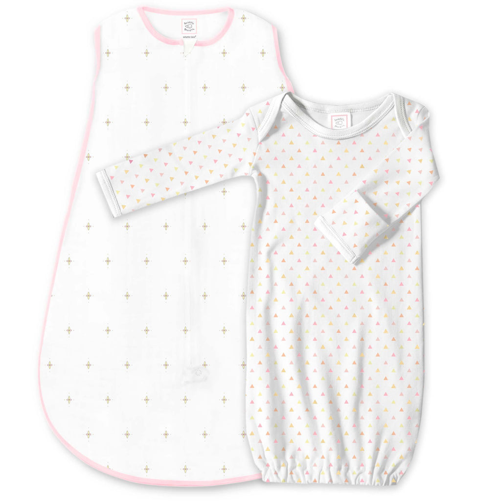 Cotton Knit zzZipMe Sack Set - Bella + Tiny Triangles Shimmer, Pink