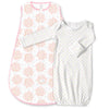 Cotton Knit zzZipMe Sack Set - Heavenly Floral and Tiny Triangles Shimmer, Pink
