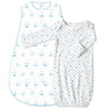 Muslin zzZipMe Sack Set - Little Ships + Tiny Triangles Shimmer, Pastel Blue