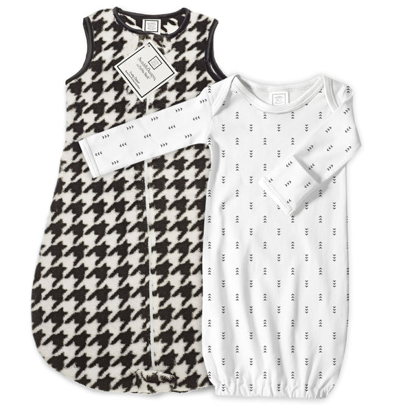 Cozy Black Puppytooth zzZipMe Sack + Gown Set