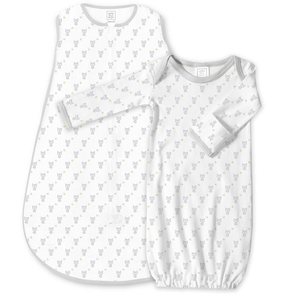 Cotton Knit zzZipMe Sack Set - Tiny Fox, Sterling