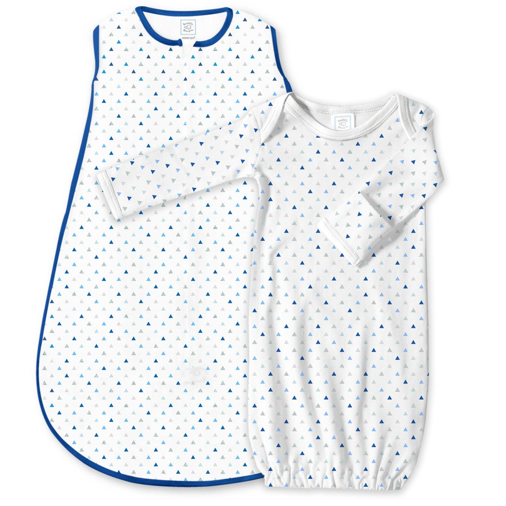 Cotton Knit zzZipMe Sack Set - Tiny Triangles Shimmer, Blue